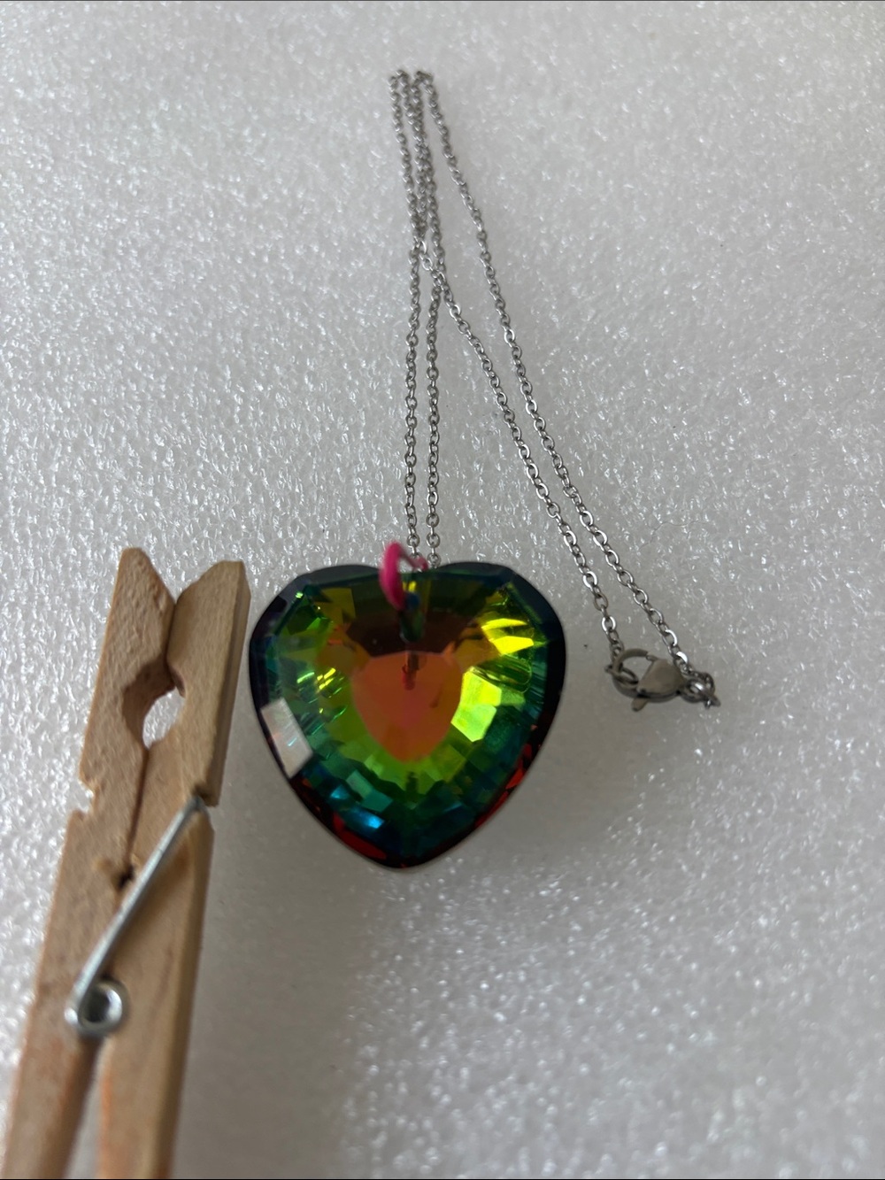 Crystal Heart Pendant Necklace - Multicolor